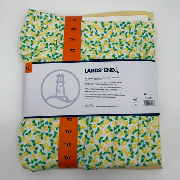 Lands End Knit Short Pajama Set Women XXL NEW Yellow Floral 2 Piece Soft Stretch - Picture 5 of 7